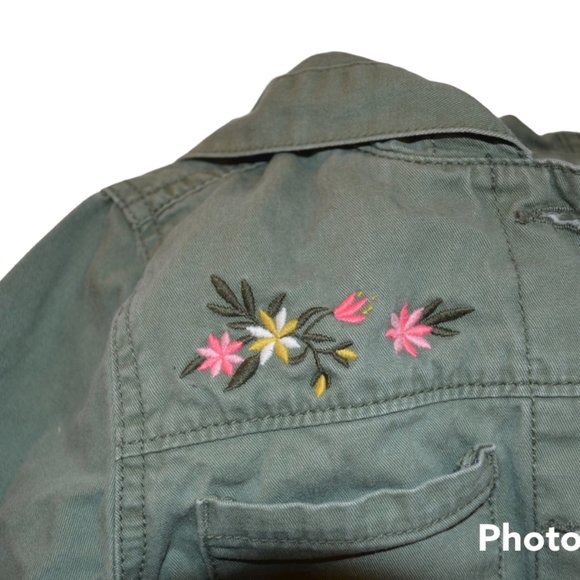 Old Navy S 6-7 Girls Mint Green Hood Utility Coat Cotton - Picture 2 of 5